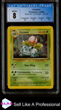 IVYSAUR POKEMON 30 1999 BASE SET NON FOIL ENGLISCH CGC 8 - Image 1