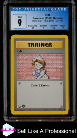BILL 1ST EDITION POKEMON 91 1999 BASE SET NON FOIL DEUTSCH CGC 9 - Image 1