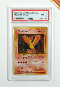 Pokemon PSA 8 Moltres #146 Holo Fossil 1997 Japanese - Image 1