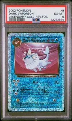 Pokemon PSA 6 Dark Vaporeon #9 Reverse Foil Legendary Collection 2002 English - Image 2