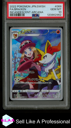 FA/BRAIXEN INCANDESCENT ARCANA POKEMON JAP SWSH 2022 069 PSA 10 - Image 1