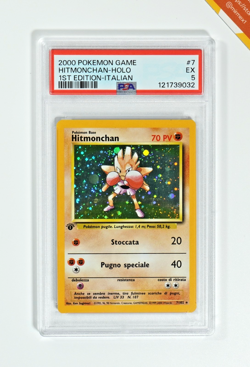 Pokemon PSA 5 Hitmonchan #7 Holo 1st Edition Base Set 2000 Italiano - Image 1