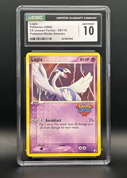 CGC Gem Mint 10 -Lugia #29- 2005 Pokemon Rocks America Promo -EX Unseen Forces - Image 1