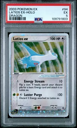 2003 POKEMON EX DRAGON #94 LATIOS EX-HOLO PSA 5 - Image 1