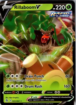 Pokemon TCG Rillaboom V Fusion Strike 022/264 Holo Ultra Rare - Image 1