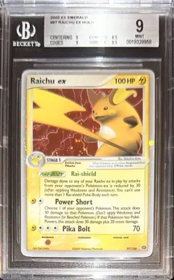 POKEMON BGS 9 RAICHU EX HOLO 97/106 EX EMERALD ENGLISH 2005! - Image 2