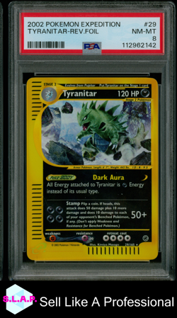 TYRANITAR-REV.FOIL POKEMON EXPEDITION 2002 29 PSA 8 - Image 1
