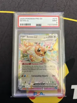 Pokemon Eevee EX 2025 Prismatic Evolutions Double Rare Card PSA 9 Mint 075/131 - Image 1