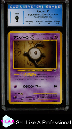 UNOWN E POKEMON 201 2000 NEO PREMIUM FILE 2 NON FOIL JAPANISCH CGC 9 - Image 1