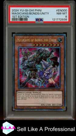 MAGICIANS/BONDS/UNITY 1ST EDITION YU-GI-OH! PHNI QCSR 2024 EN000 PSA 8 - Image 1