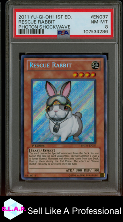 RESCUE RABBIT PHOTON SHOCKWAVE YU-GI-OH! 1st EDITION 2011 EN037 PSA 8 - Image 1