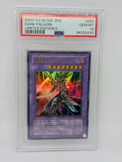 2003 YU-GI-Oh! Japanese Limited Edition 5 001 Dark Paladin PSA10 - Image 1