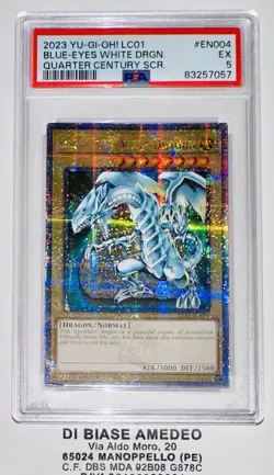 YU GI OH PSA 5 BLUE-EYES WHITE DRAGON LC01-EN004 QUARTER CENTURY SCR. ENGLISH - Image 1