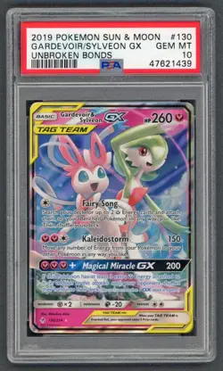 Pokemon Cards - PSA 10 Gardevoir & Sylveon GX 130/214 - Unbroken Bonds - GEM MT - Image 1