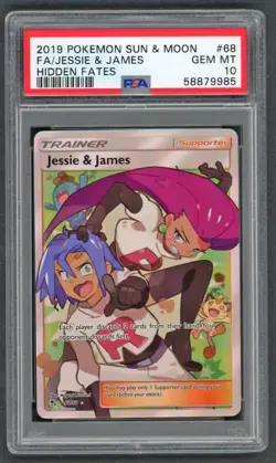 Pokemon Cards - PSA 10 Jessie & James 68/68 - Hidden Fates FA - GEM MT - PSA10 - Image 1