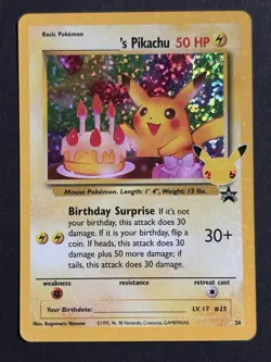 Pokemon Pikachu Birthday Celebrations 25th Anniversary SWHS Card - NM - Image 1