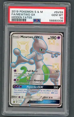 Pokemon Cards - PSA 10 Mewtwo GX SV59/SV94 - Hidden Fates - GEM MT - PSA10 - Image 1