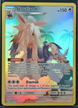 Stoutland Secret 248/236 Cosmic Eclipse 2019 Secret Rare Pokemon TCG Card - NM - Image 1