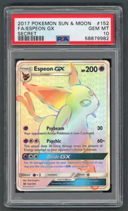 Pokemon Cards - PSA 10 Espeon GX 152/149 - Sun & Moon Secret - GEM MT - Image 1