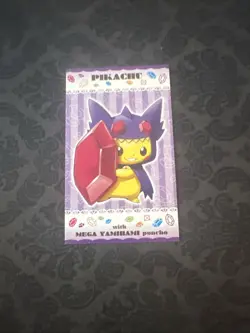 Poncho Wearing Pikachu with Mega Sableye Business Card Promo Nintendo Japan - Image 1