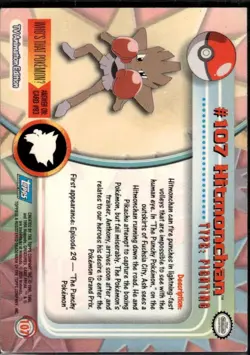 Hitmonchan #107 - Topps BLUE LOGO - TV Series Pokemon Card - NON-HOLO - Image 2