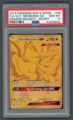 Pokemon Cards - PSA 10 Ultra Necrozma GX 78/70 - Dragon Majesty Secret - GEM MT - Image 1
