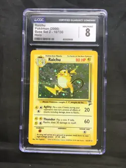 Pokemon Cards: Base Set 2 Rare Holo: Raichu 16/130 CGC 8 - Image 2