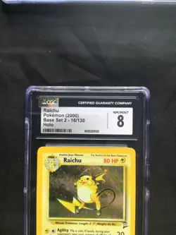 Pokemon Cards: Base Set 2 Rare Holo: Raichu 16/130 CGC 8 - Image 3