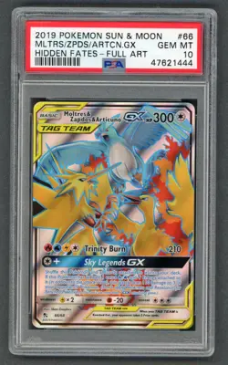 Pokemon Cards - PSA 10 Moltres Zapdos Articuno GX 66/68 - Hidden Fates FA GEM MT - Image 1