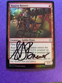 MTG Magic Rigging Runner FOIL Signed Artist Proof x1 Ixalan Simon Dominic - Image 1
