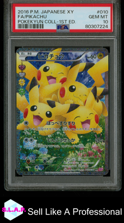FA/PIKACHU POKEKYUN COLL-1ST ED. POKEMON JAP XY POKEKYUN COLL 2016 010 PSA 10 - Image 1