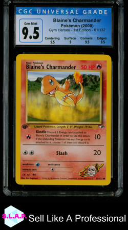 BLAINE'S CHARMANDER 1ST EDITION POKEMON 61 2000 GYM HEROS ENGLISCH CGC 9,5 - Image 1