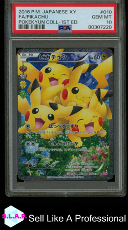 FA/PIKACHU POKEKYUN COLL-1ST ED. POKEMON JAP XY POKEKYUN COLL 2016 010 PSA 10 - Image 1
