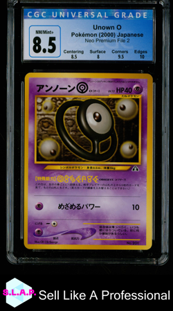 UNOWN O POKEMON 201 2000 NEO PREMIUM FILE 2 NON HOLO JAPANISCH CGC 8,5 - Image 1