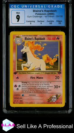 BLAINE'S RAPIDASH 1ST EDITION POKEMON 33 2000 GYM CHALLENGE ENGLISCH CGC 9 - Image 1