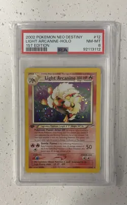 POKEMON NEO DESTINY HOLO 2002 LIGHT ARCANINE 12/105 PSA 8 NEAR MINT - Image 1