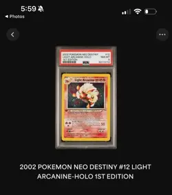 POKEMON NEO DESTINY HOLO 2002 LIGHT ARCANINE 12/105 PSA 8 NEAR MINT - Image 3