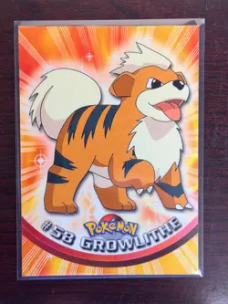1999 Topps Pokemon TV Animation Series 1 Growlithe Green Logo #58 - Image 1