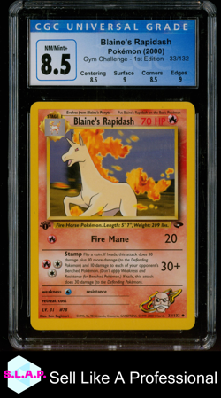 BLAINE'S RAPIDASH 1ST EDITION POKEMON 33 2000 GYM CHALLENGE ENGLISCH CGC 8,5 - Image 1