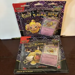 POKEMON Paldean Fates Fidough & Greavard Tech Sticker Set of 2 - Image 1
