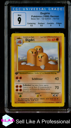 DIGDRI 1ST EDITION POKEMON 19 1999 BASE SET NON HOLO DEUTSCH CGC 9 - Image 1