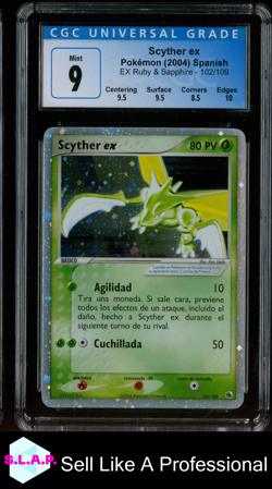 SCYTHER EX POKEMON 102 2004 EX RUBY & SAPPHIRE HOLO FOIL SPANISCH CGC 9 - Image 1