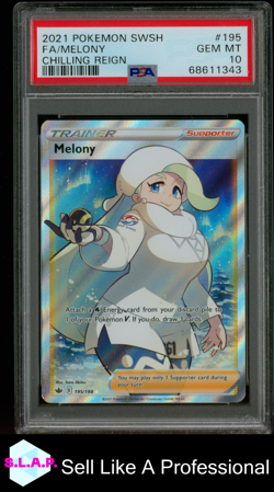 FA/MELONY CHILLING REIGN POKEMON SWORD & SHIELD CHILLING REIGN 2021 195 PSA 10 - Image 1