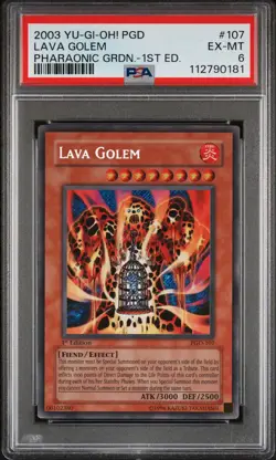 2003 YU-GI-OH! PGD-PHARAONIC GUARDIAN 1ST ED #107 LAVA GOLEM PSA 6 - Image 1