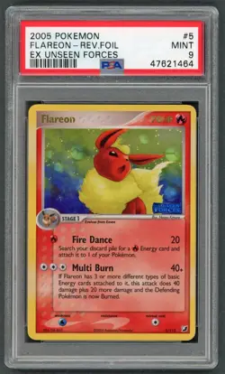 Pokemon Cards - PSA 9 Flareon 5/115 - Ex Unseen Forces Reverse Holo - MINT PSA9 - Image 1