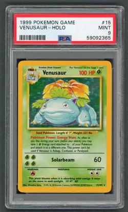 Pokemon Cards - PSA 9 Venusaur 15/102 - Base Set Holo - MINT - PSA9 - Image 1