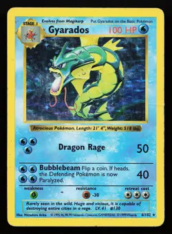 Gyarados 6/102 Holo Rare Base Set (Shadowless) Pokemon Card - Image 1