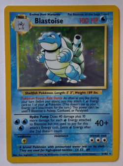 1999 Holo Rare Blastoise 2/102 Base Set Pokemon Card WOTC TCG Original Set - Image 1