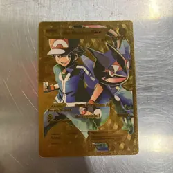 Ash Ketchum Vmax HP 50,000,000 Weakness NONE Gold Foil Fan Art Card - Image 1