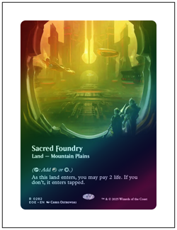 1x Sacred Foundry, Borderless Art Foil, Edge of Eternities, Magic MTG NM - Image 1